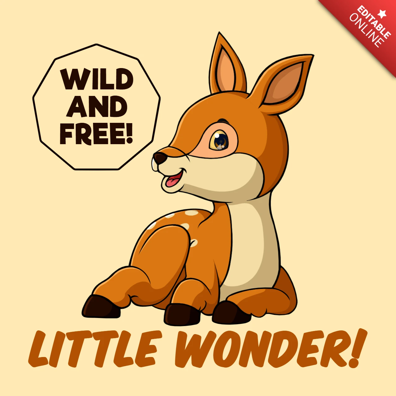 Cartoon Cute Fawn Design Template: Wild and Free Little Wonder!