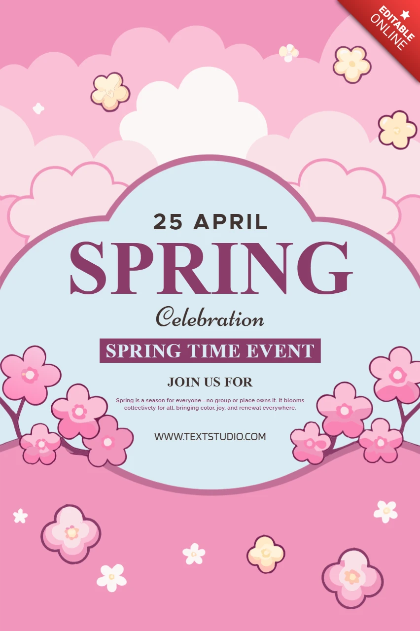 Modèle d'événement pour la célébration du printemps - design floral fantaisiste