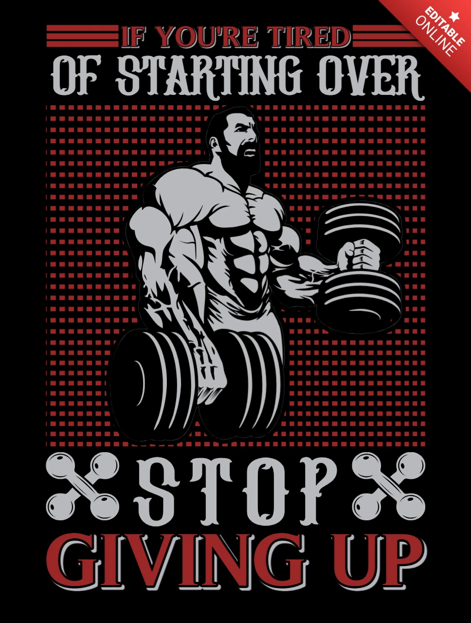 Motivational Fitness Display Template: Stop Giving Up with Bold Graphics