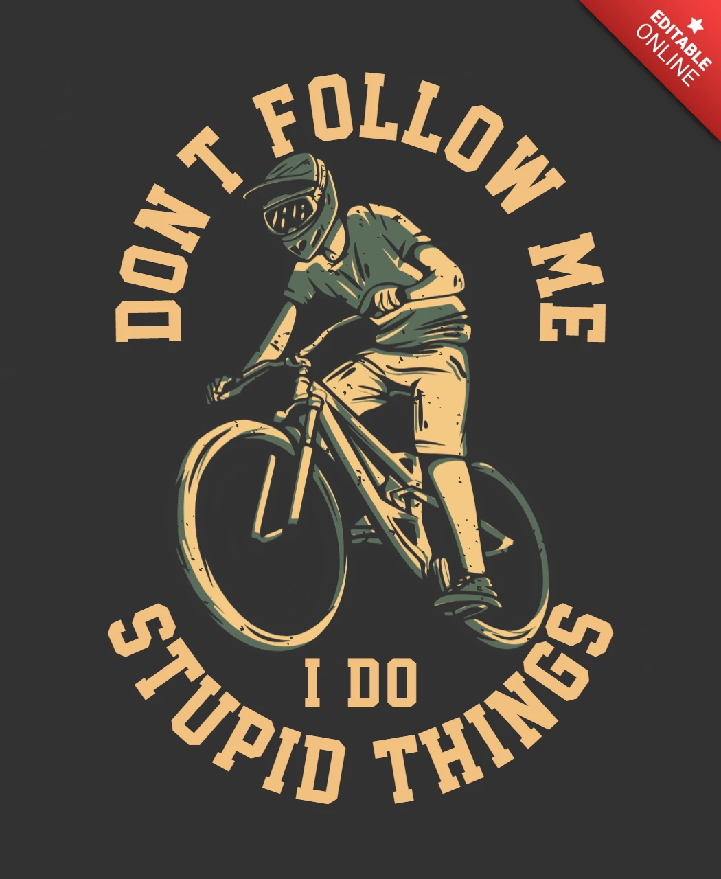 Mountain Biker Illustration Vintage T-shirt Design Template
