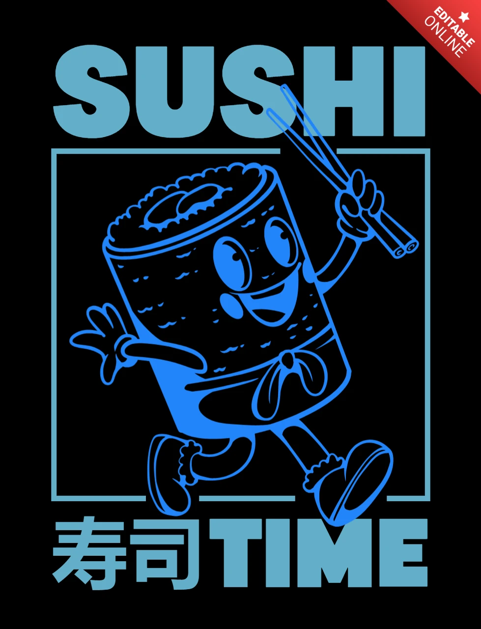 Sushi avec un sourire œuvre d'art pour les amateurs de nourriture modèle de design de t-shirt