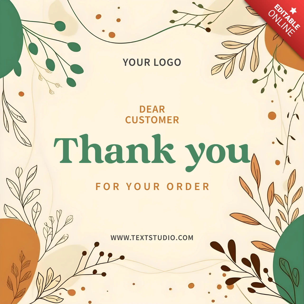 Minimal Botanical Thank You Card Template