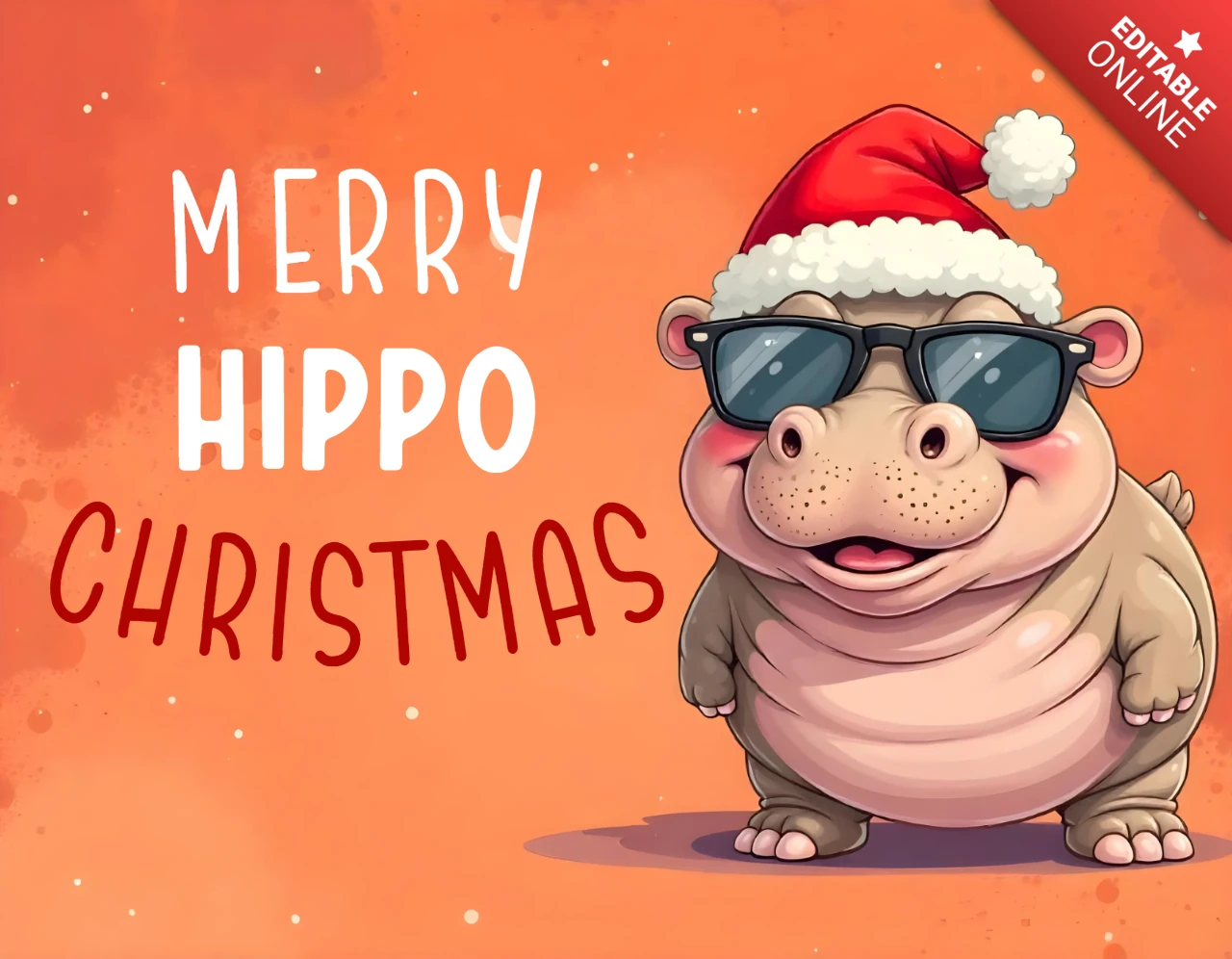Festliches nilpferd weihnachten karte design vorlage