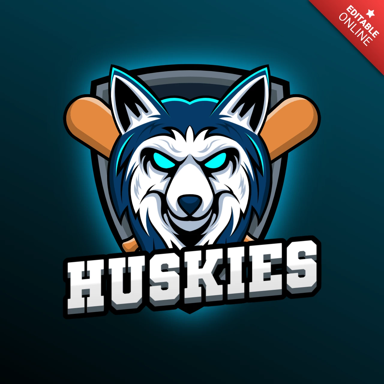 Huskies dierlijke sport mascotte team badge