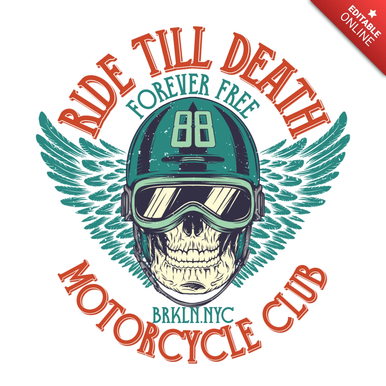 Schädel engel motorradclub t-shirt design vorlage