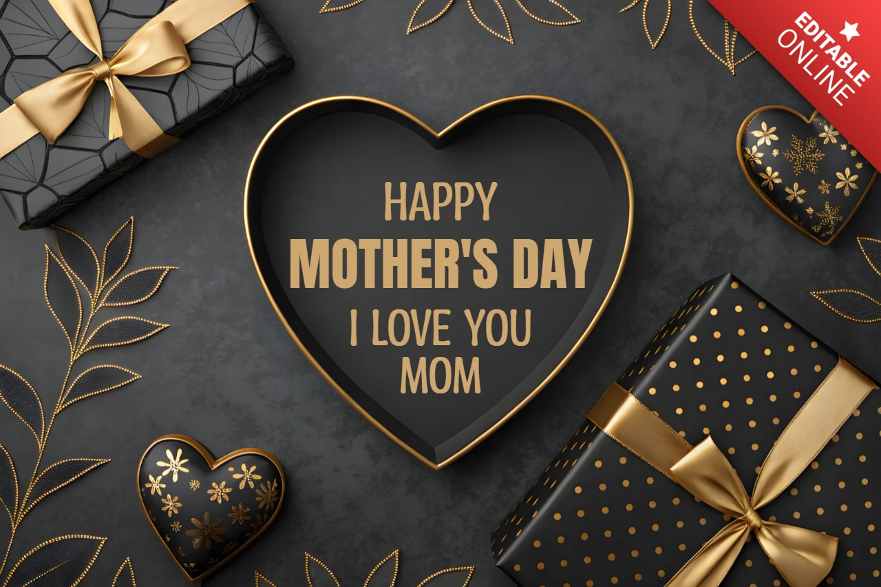 Elegant Mother's Day Greeting Card Template Design with Gold Accents