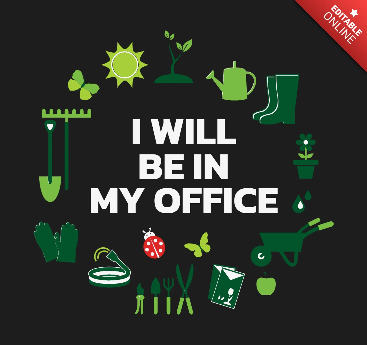 Estaré en mi oficina jardinero plantilla de diseño de camiseta