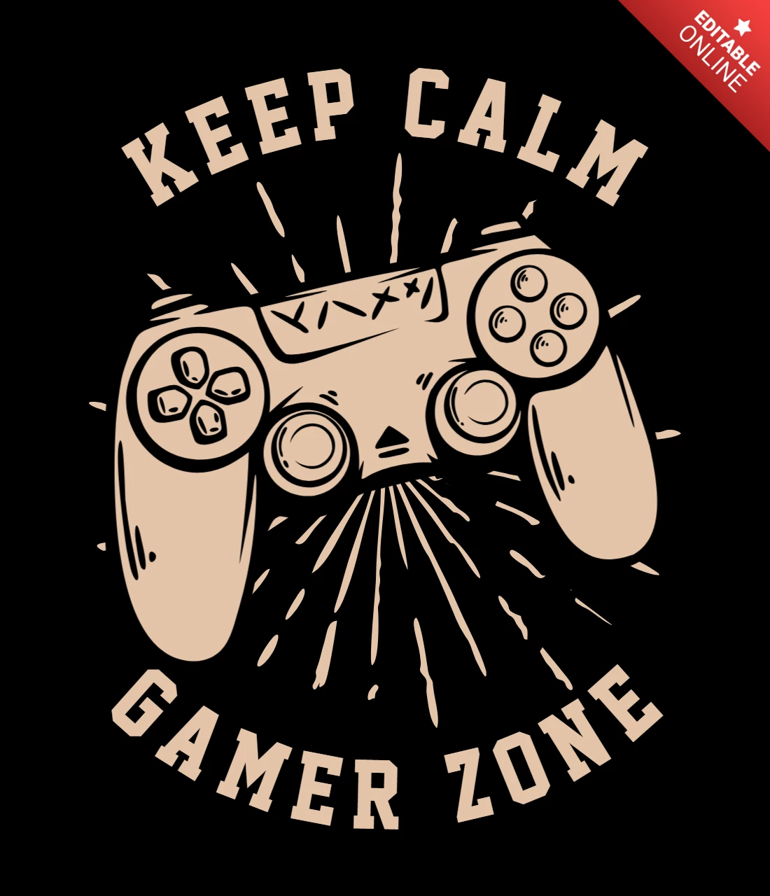 Keep Calm Gamer Zone Game Pad Vintage T-shirt Design Template