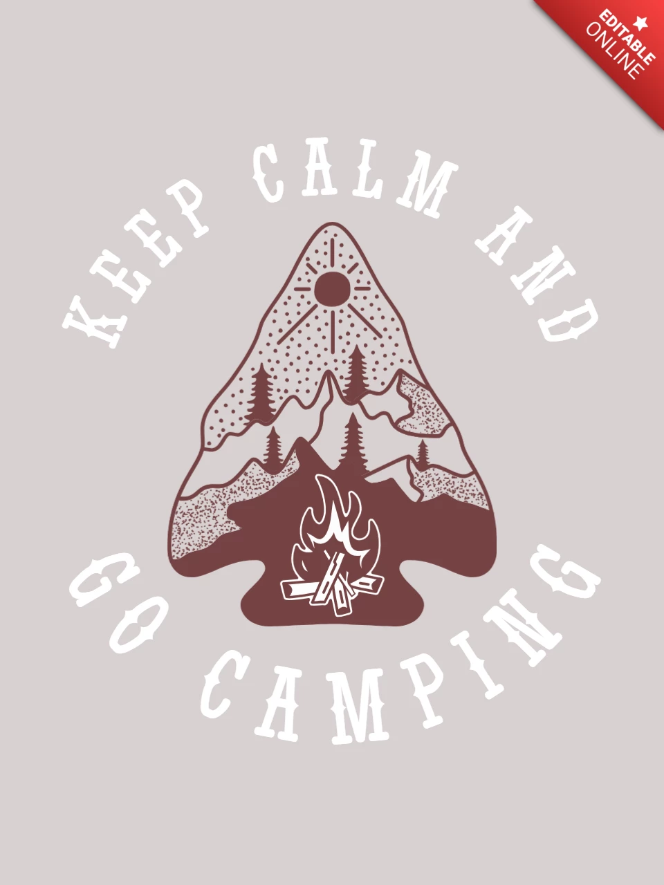 Geometría sagrada keep calm and go camping diseño de plantilla de camiseta