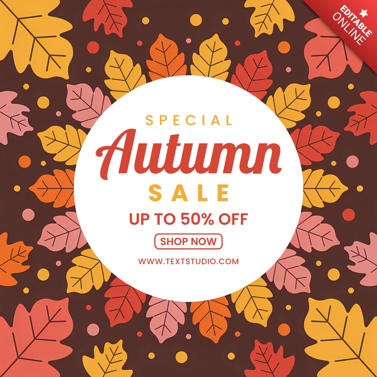 Herbstlaub-Verkauf Designvorlage für saisonale Werbung