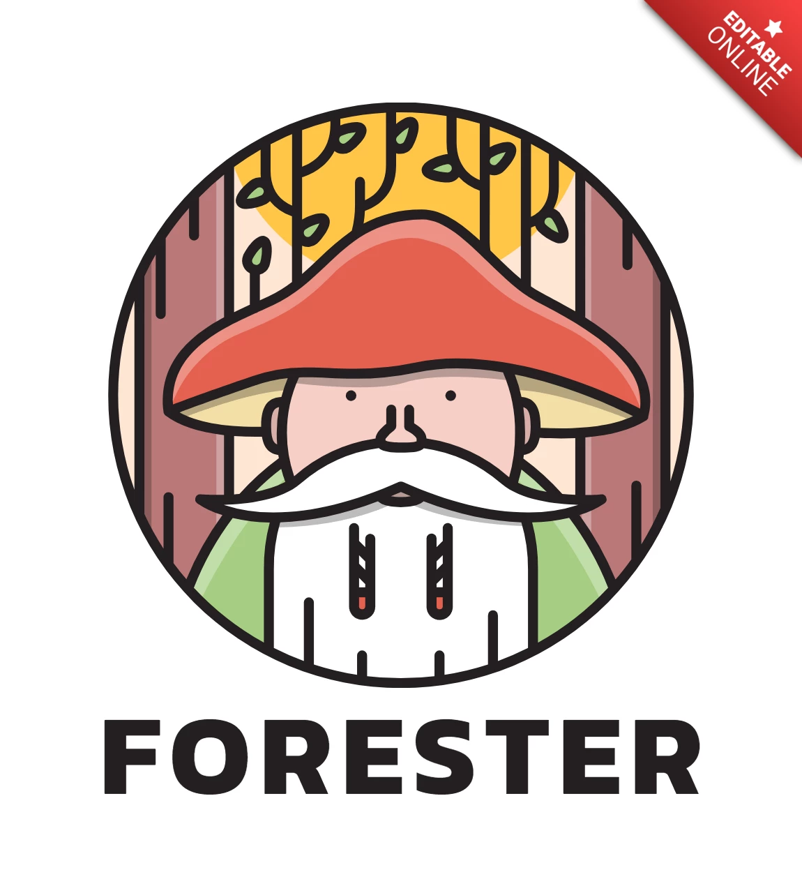 Boswachter met paddestoel logo ontwerpsjabloon