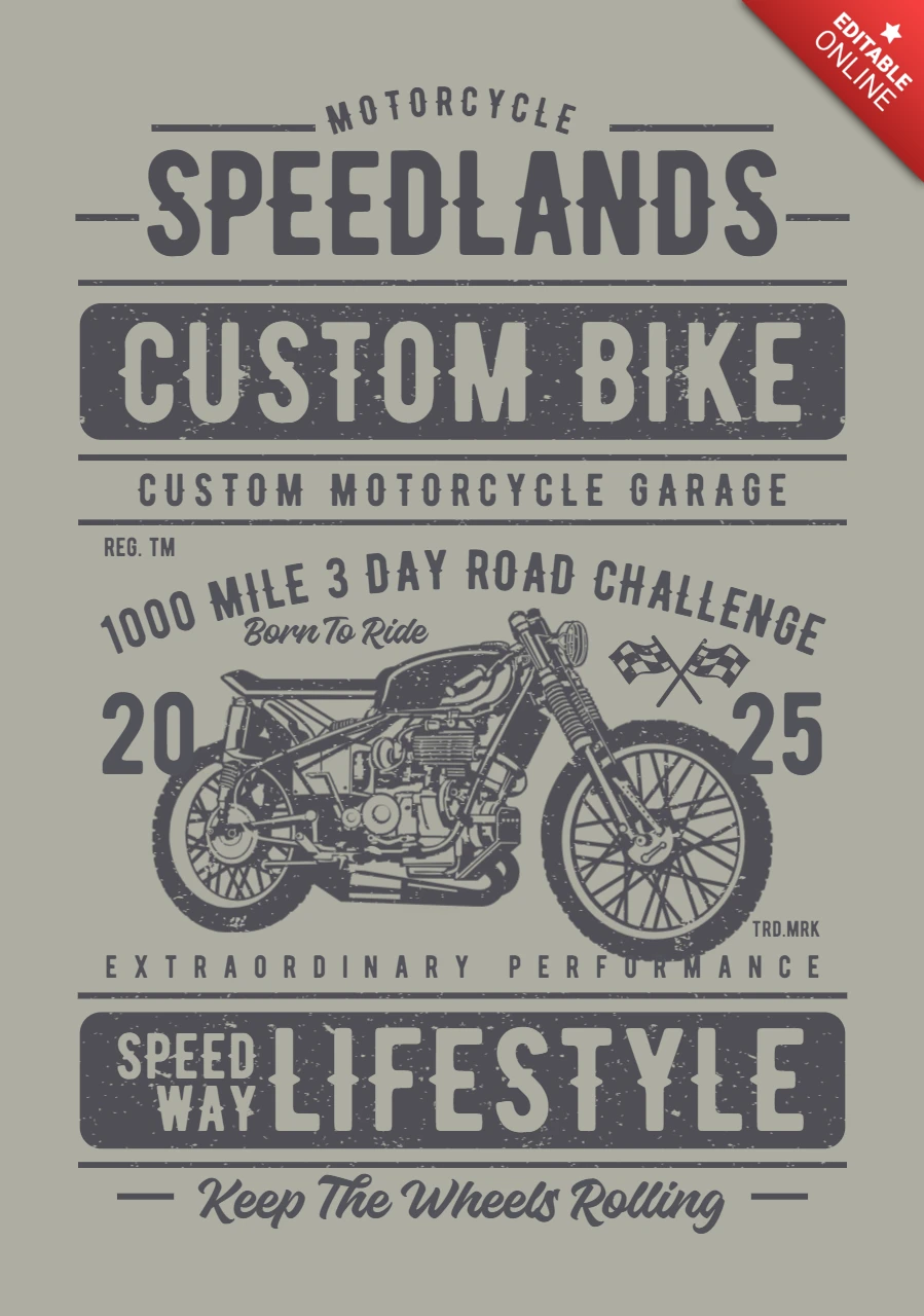Speedlands Custom Bike Vintage T-shirt Design Template