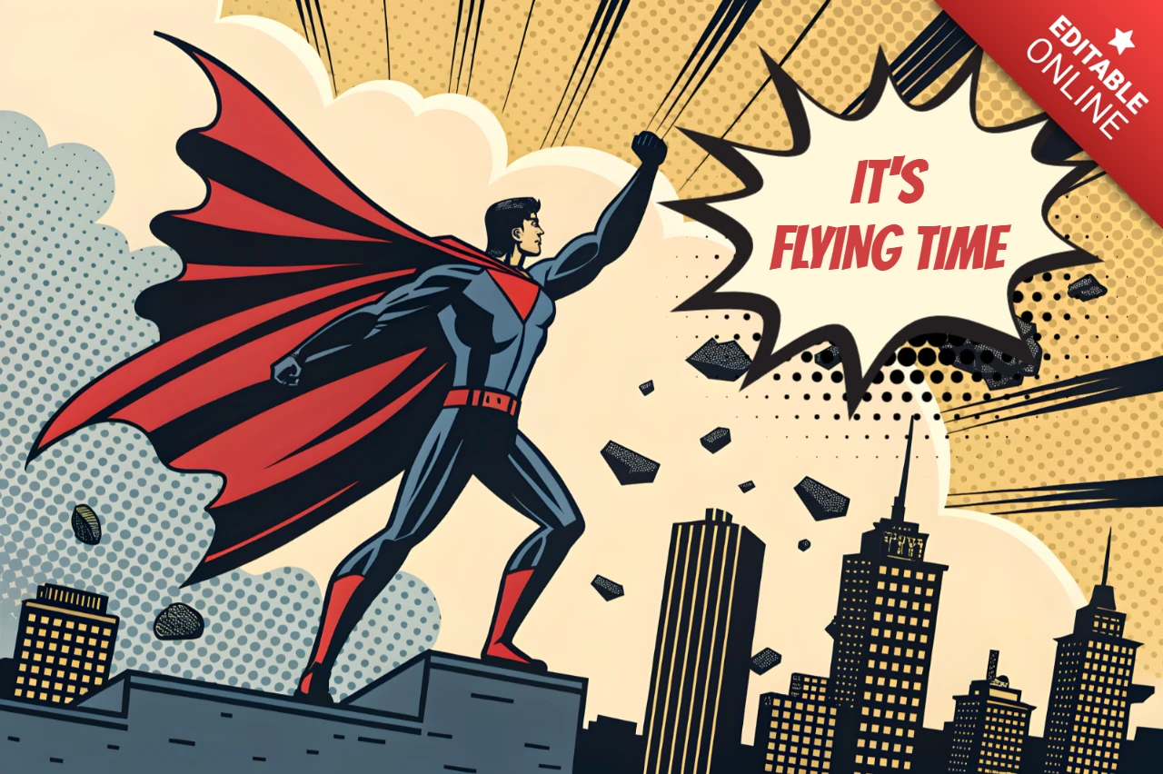 Comic Style Superhero Design Template for Posters