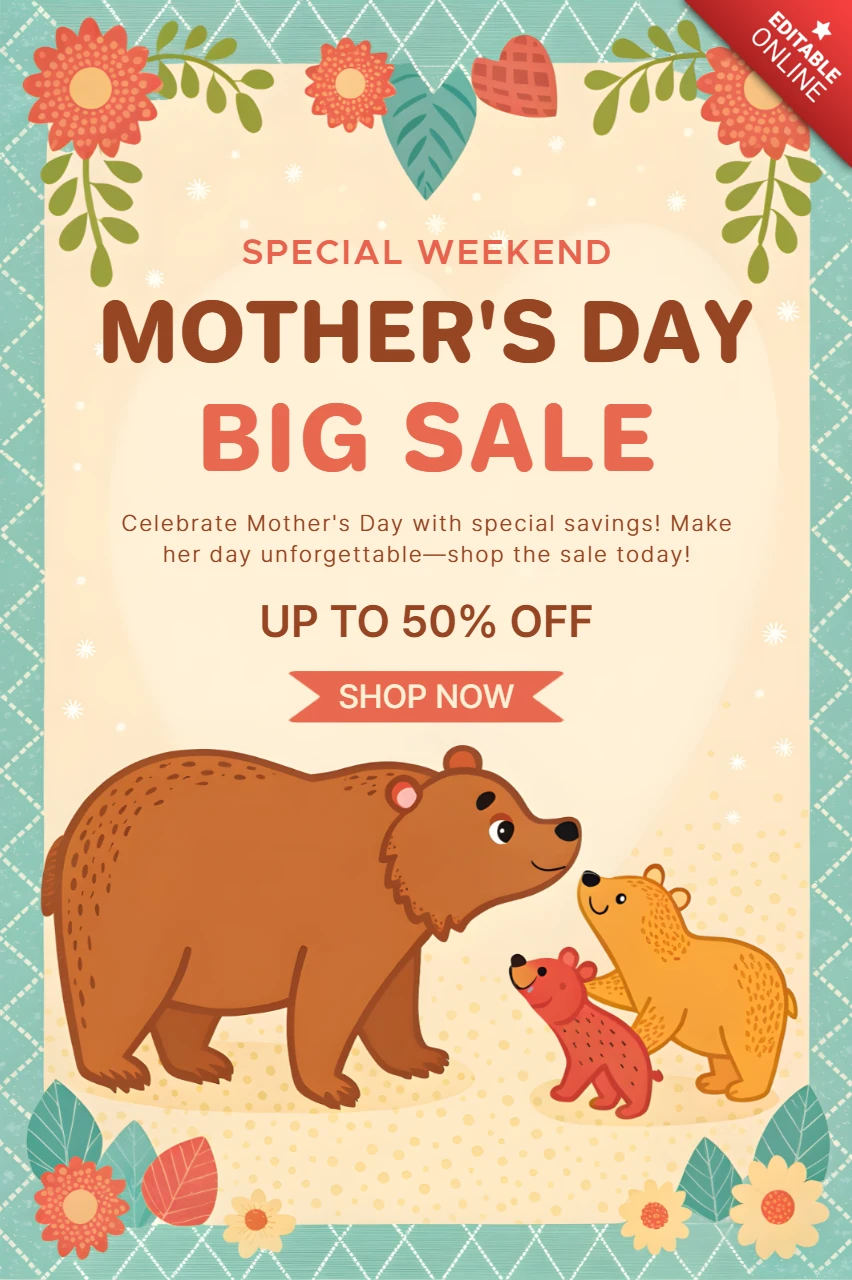 Whimsical Mother's Day Sale Template - Editable Design for Special Promotions