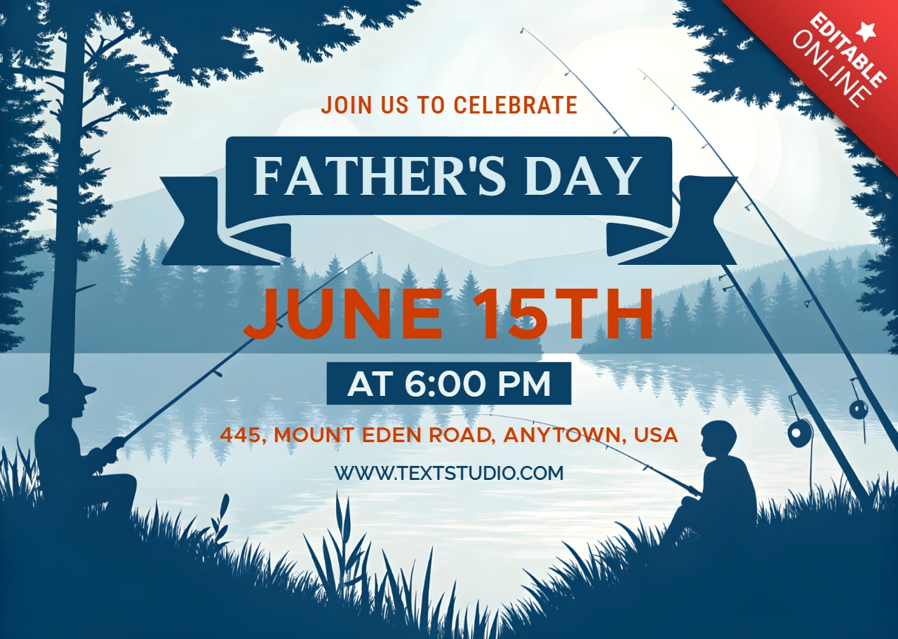Fishing Theme Father's Day Celebration Design Template For Fishermen Dads
