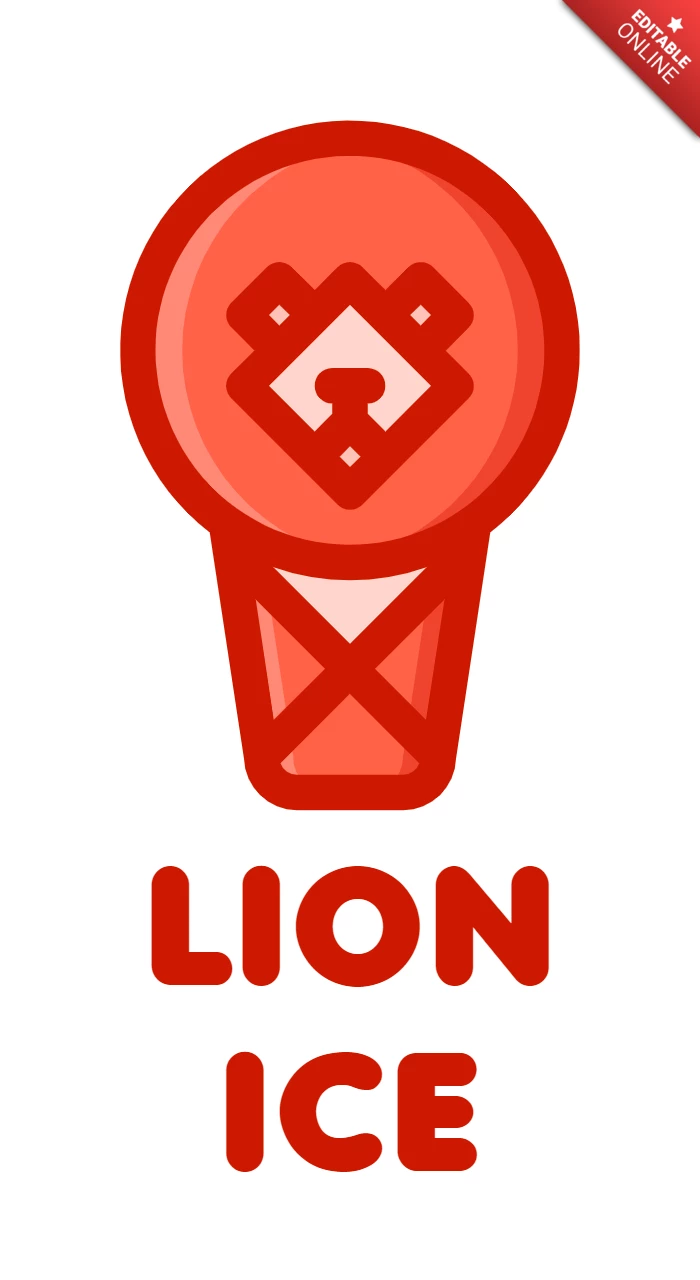Lion Ice Cream Colorful Logo Design Template