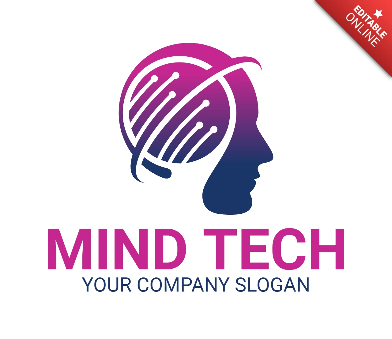 Modelo de design de logotipo de tecnologia mental