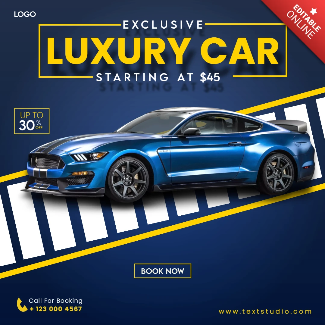 Eye Catching Luxury Car Rent Social Media Post Template Design