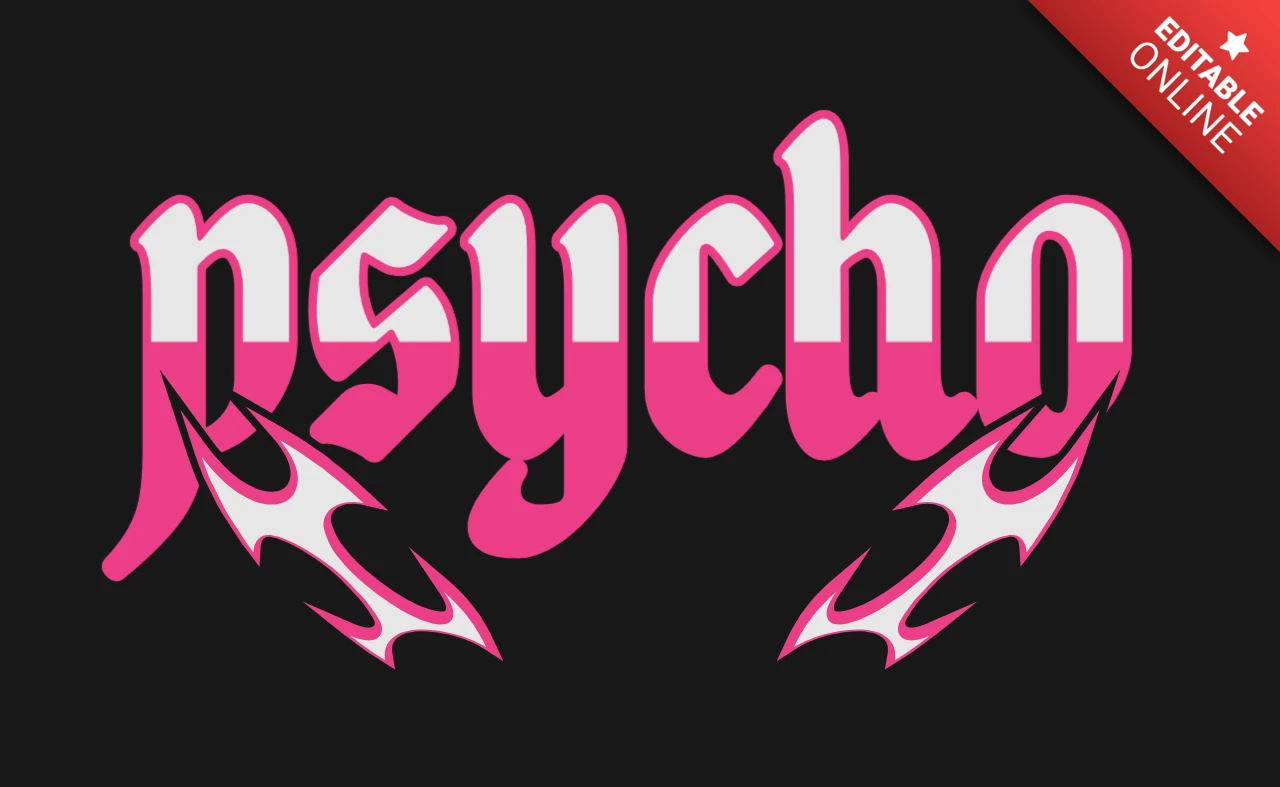 Psycho Flame Bold Pink Typography with Edgy Streetwear Vibes T-Shirt Design Template