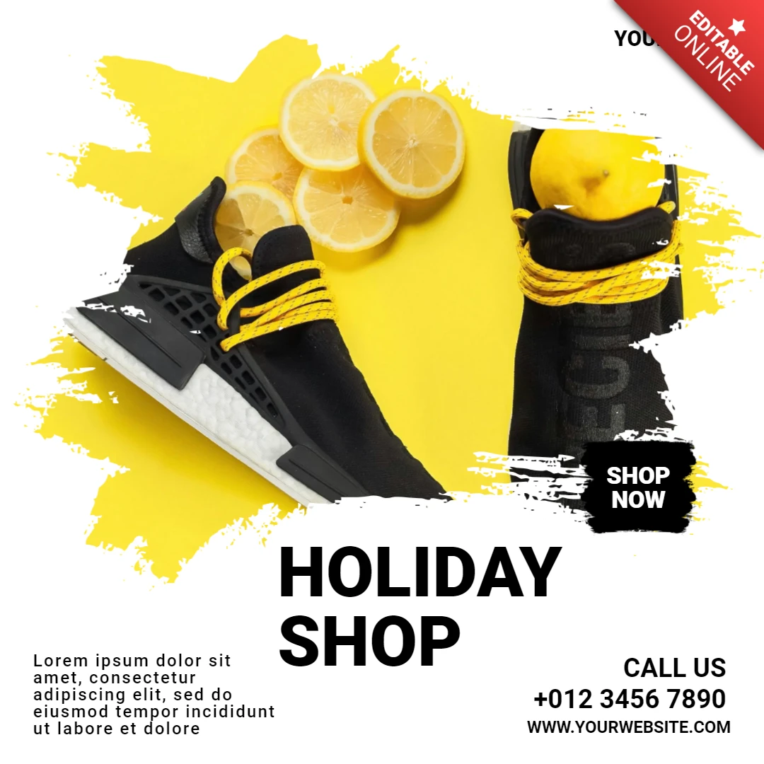 Designvorlage für Social-Media-Beiträge zu Urlaubs-Sneakers