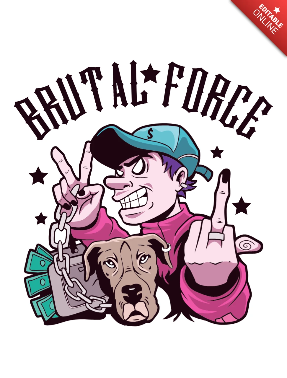 Brutal Force Graphic Design Template for Streetwear Apparel