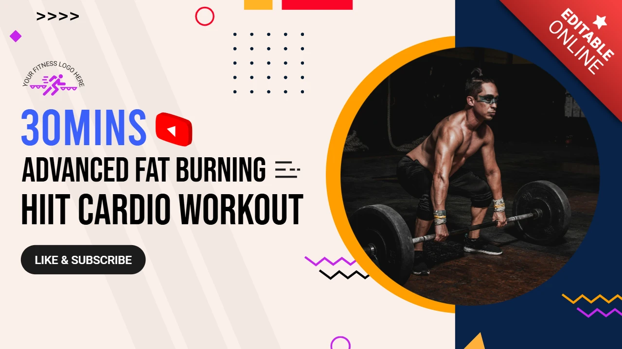 Fitness geometric youtube channel thumbnail post design template