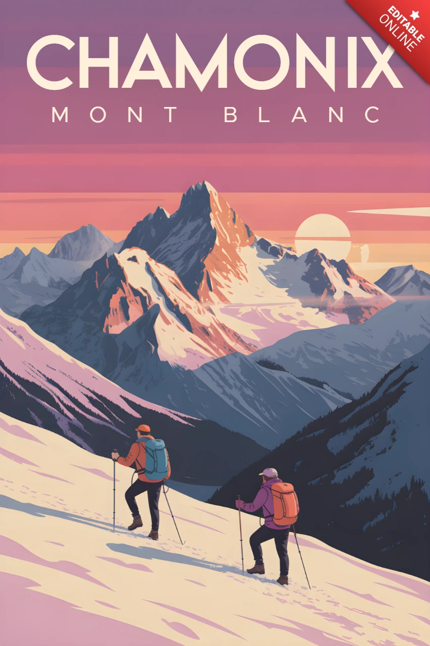 Chamonix Mont Blanc Abenteuer Designvorlage für Poster