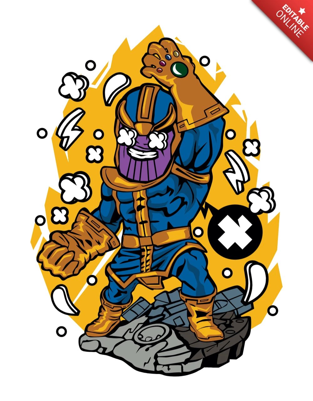 Thanos stripfiguur ontwerpsjabloon