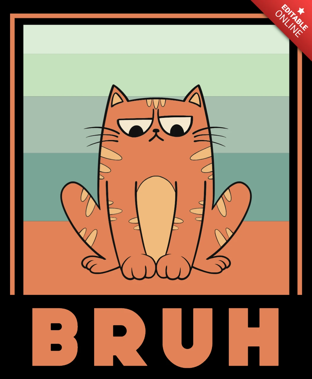 Lustiges Katzenillustrationsdesign-Template für T-Shirts mit verspieltem Bruh-Zitat