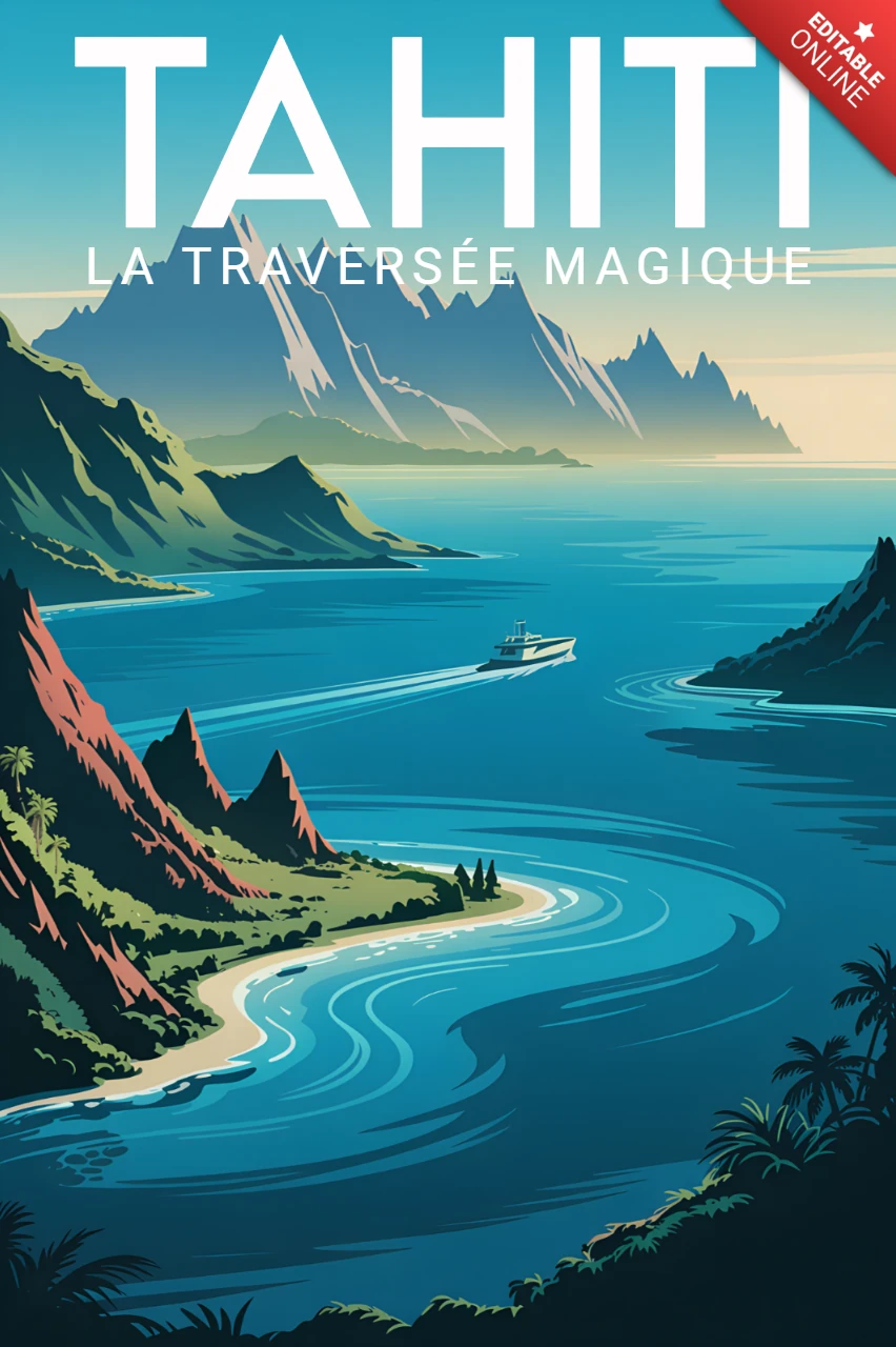 Tahiti landschap ontwerp sjabloon voor reisposters