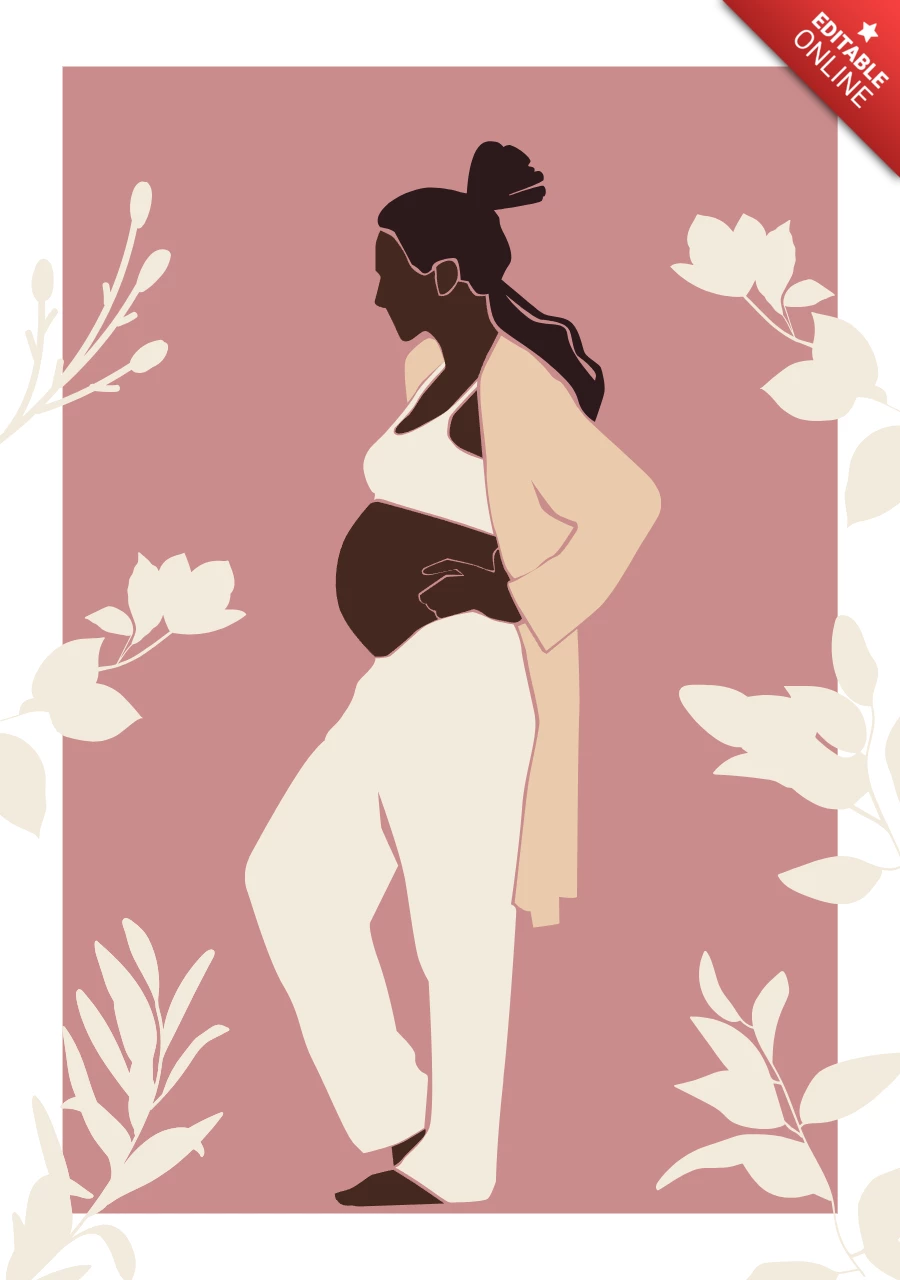 Póster imprimible de diseño plano floral de futura mamá