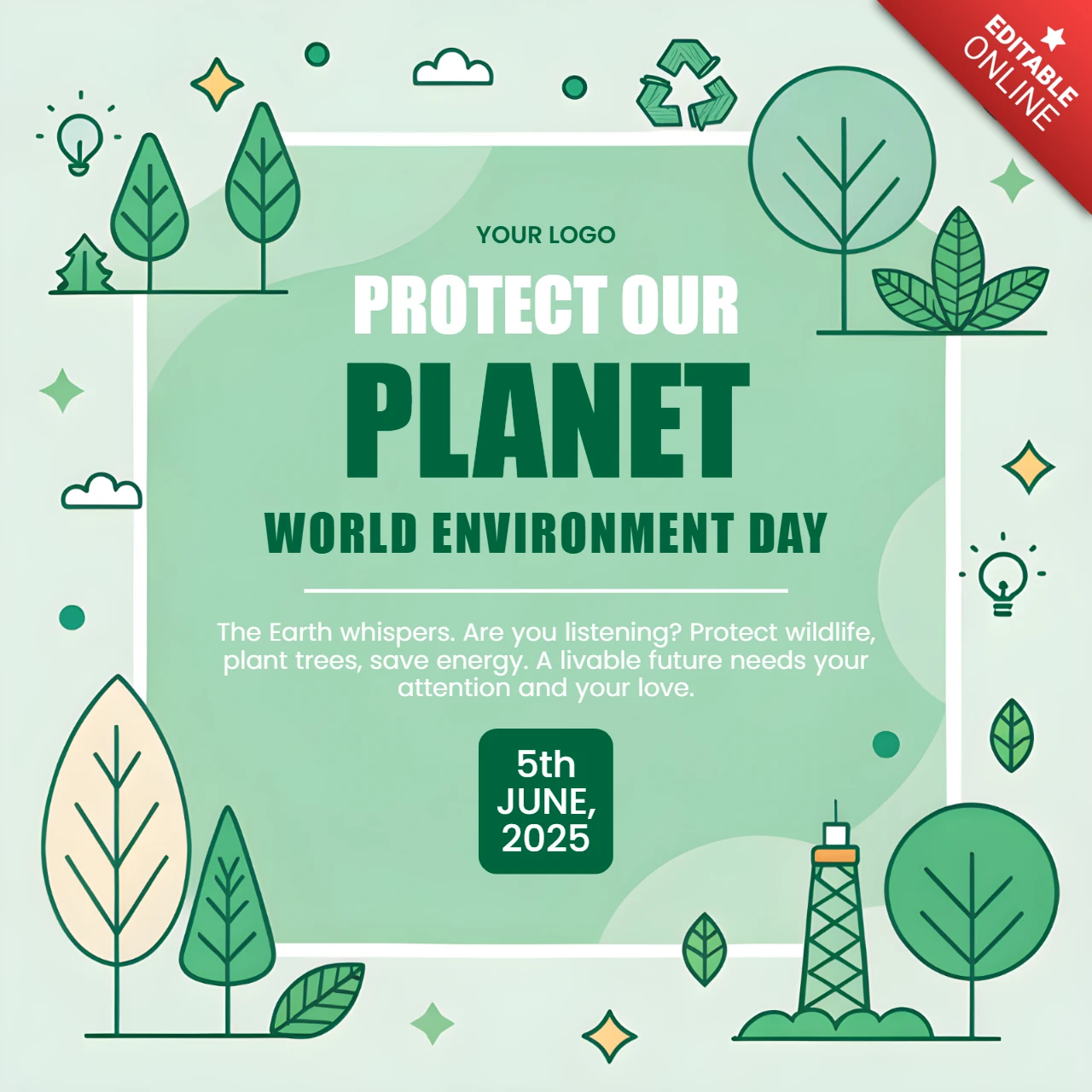 Pastel Childish Doodles Design for World Environment Day Celebration Template