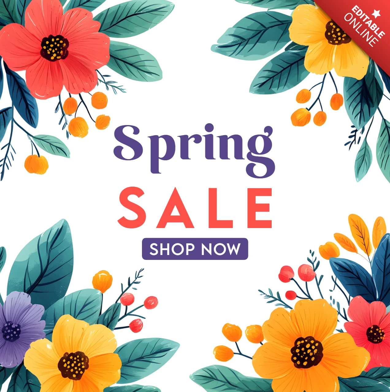 Modèle de conception de vente de fleurs de printemps pour les promotions saisonnières