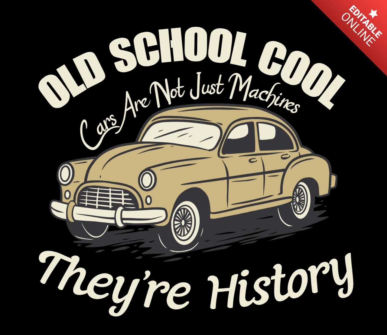 Design de camiseta com estilo retrô de roadsters antigos capturando o espírito dos carros clássicos.