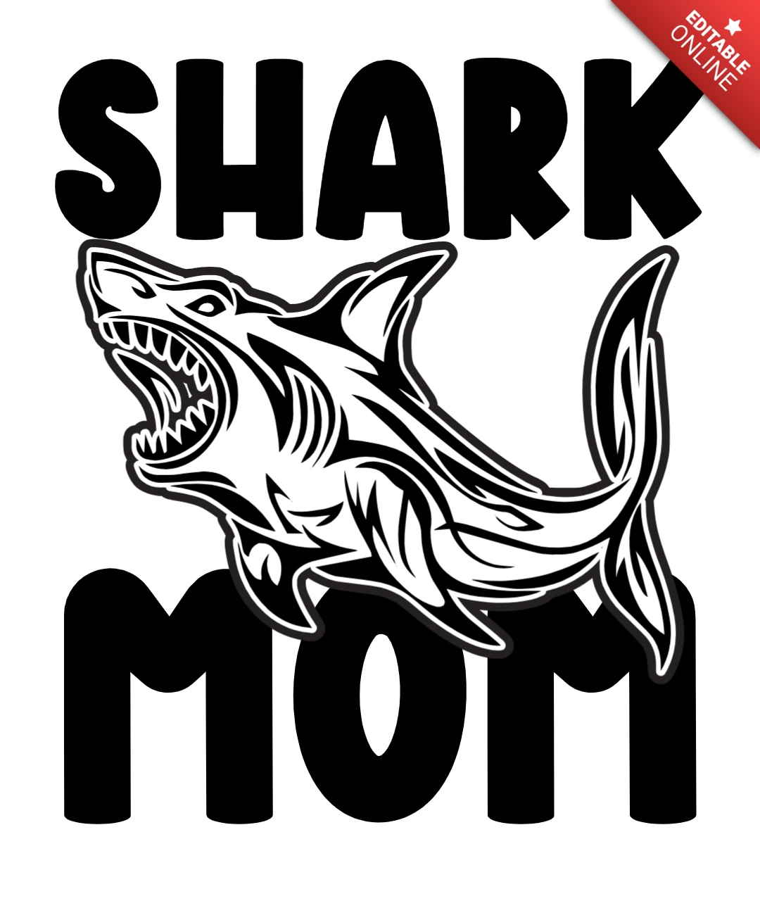 Tiburón mamá pesca diseño minimalista para la plantilla de ropa