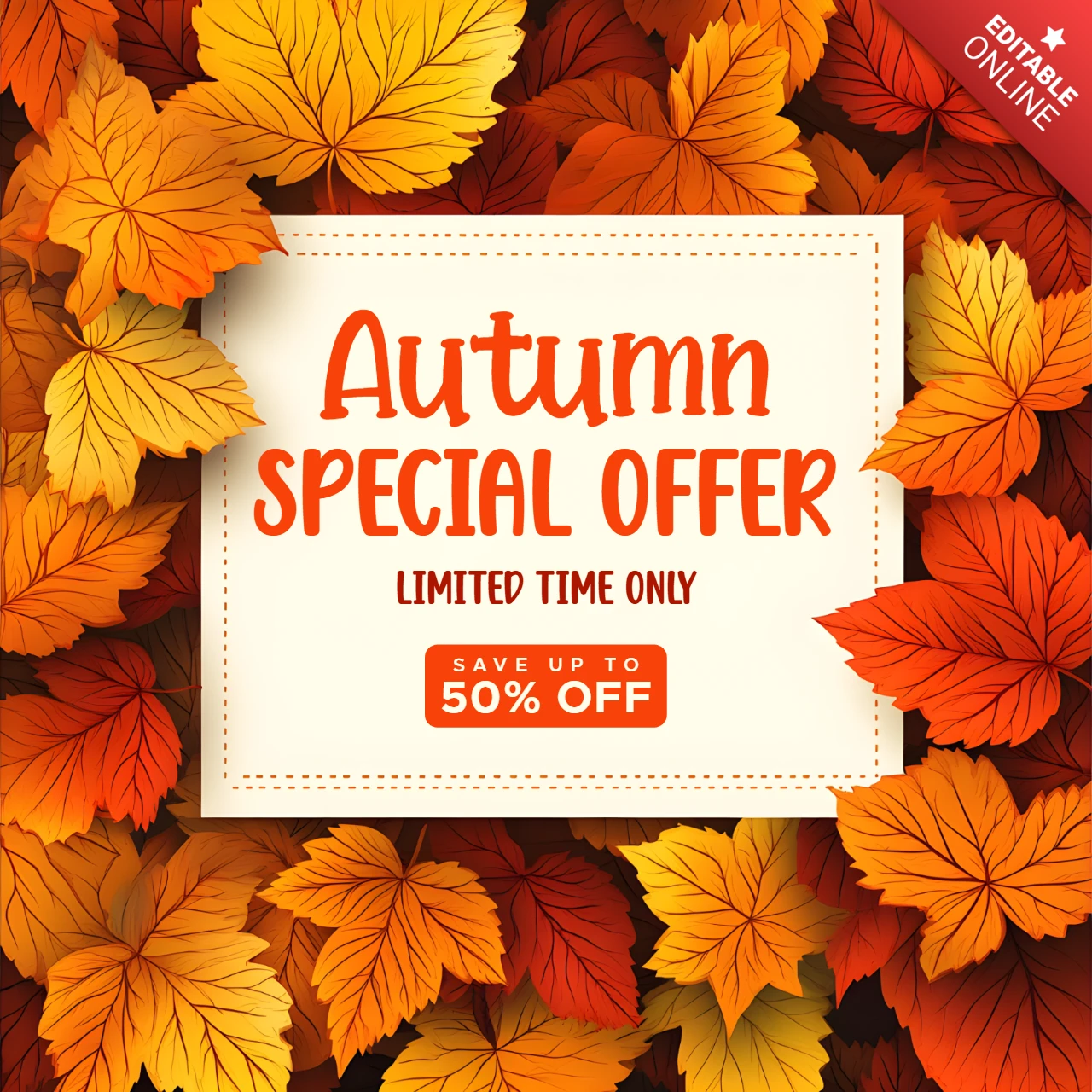 Modèle promotionnel de feuilles d'automne pour les flyers de vente saisonnière