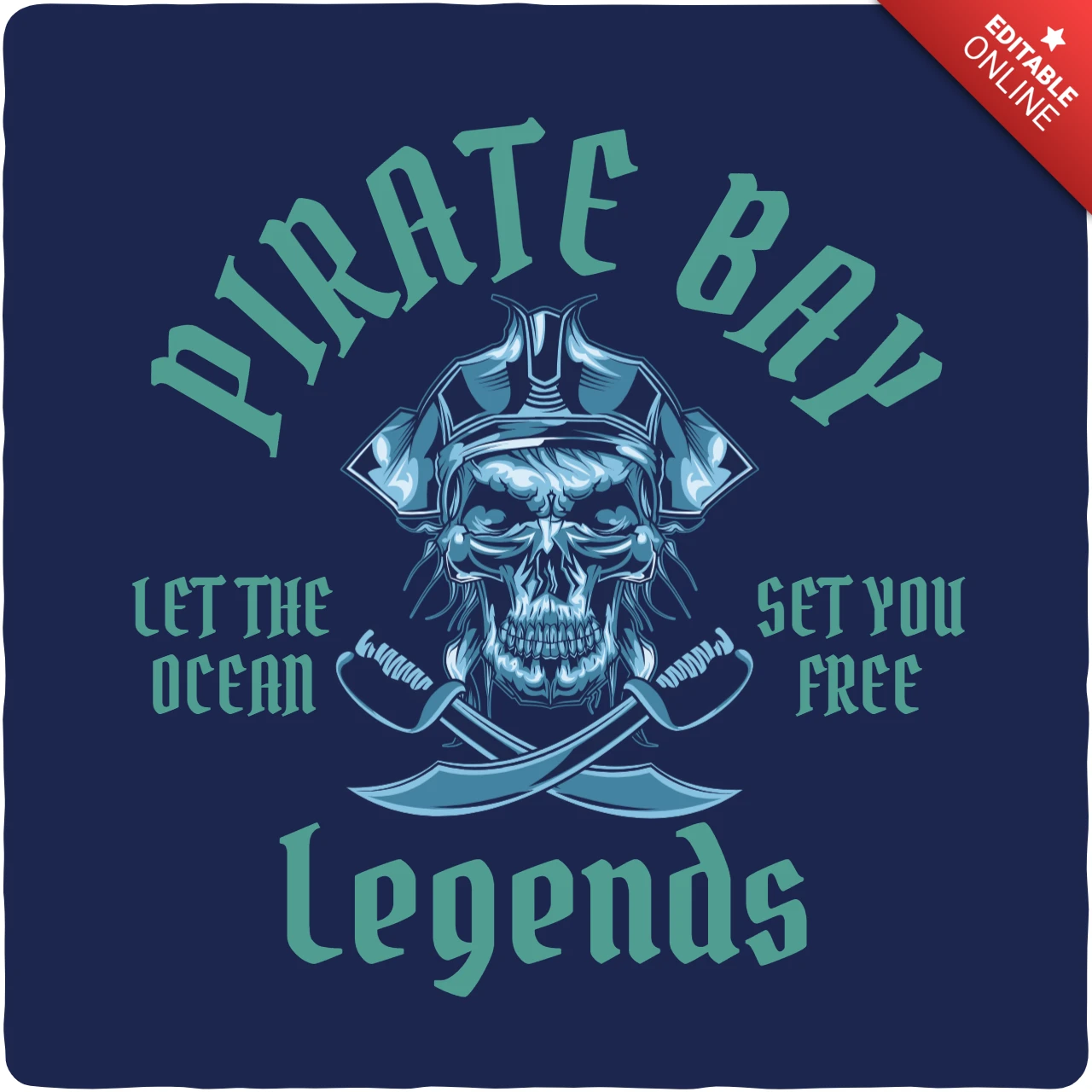 Modèle de t-shirt vintage avec crâne de pirate mort