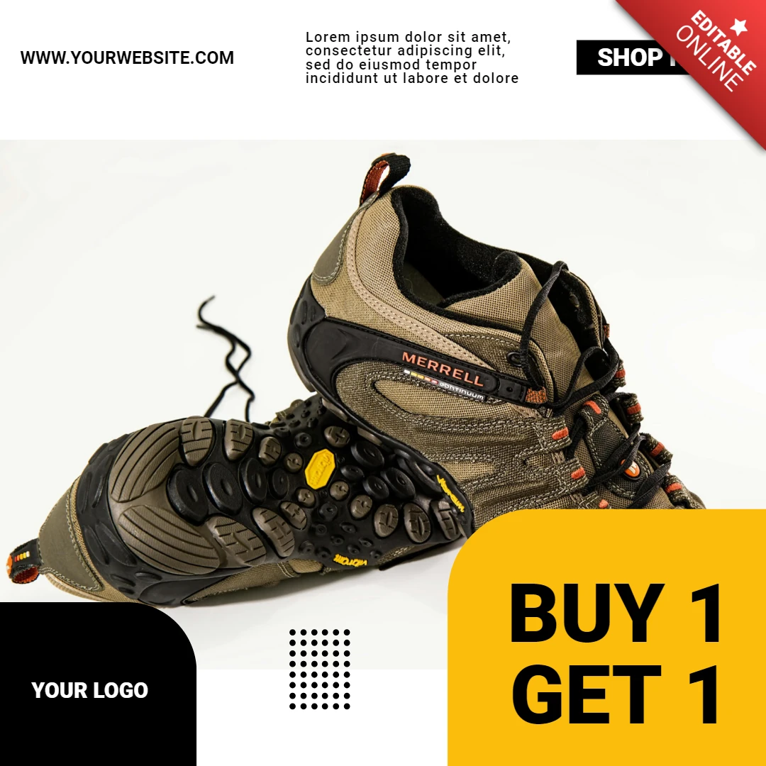 Buy 1 Get 1 Offer Streetwear Sneakers Sale Instagram Post Design Template