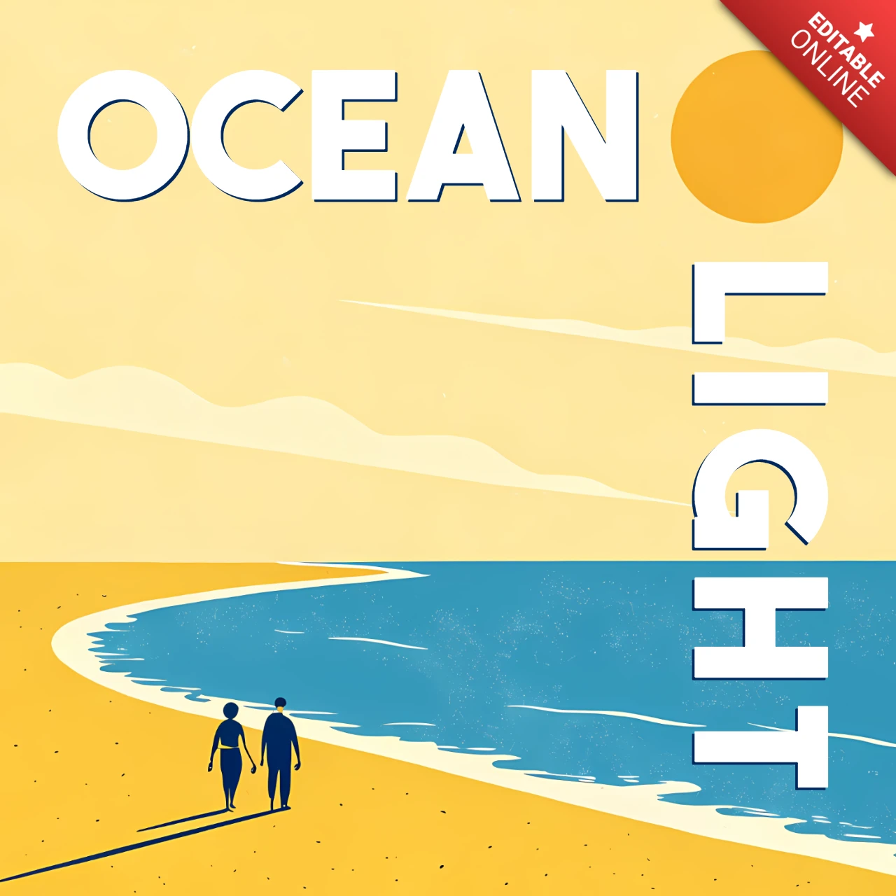 Ocean Light Retro Design Template for Beach-Themed Posters