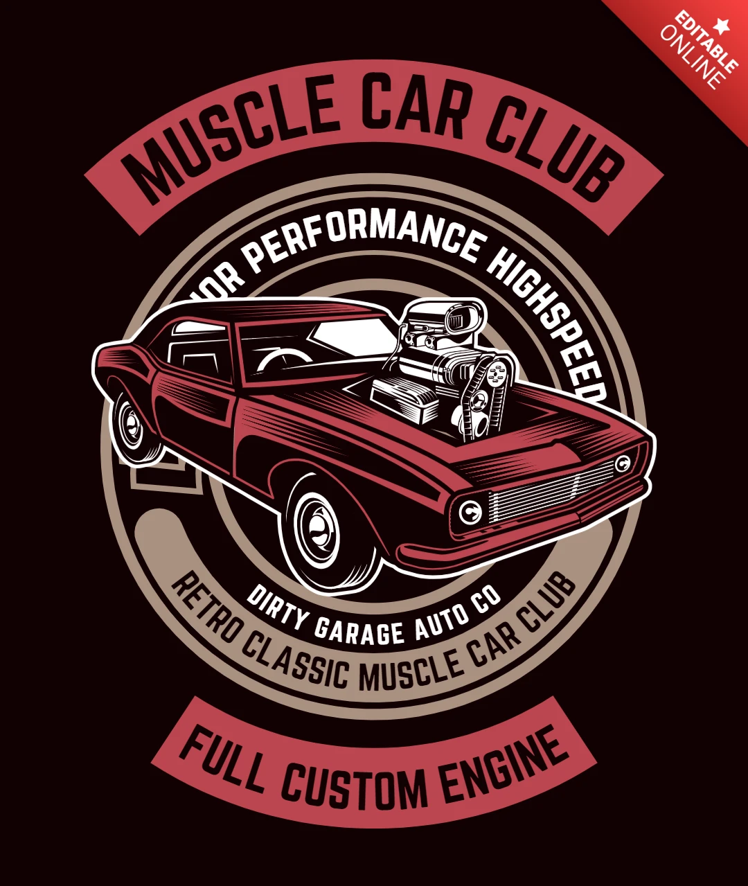 Muscle Car Club T-Shirt Design Template