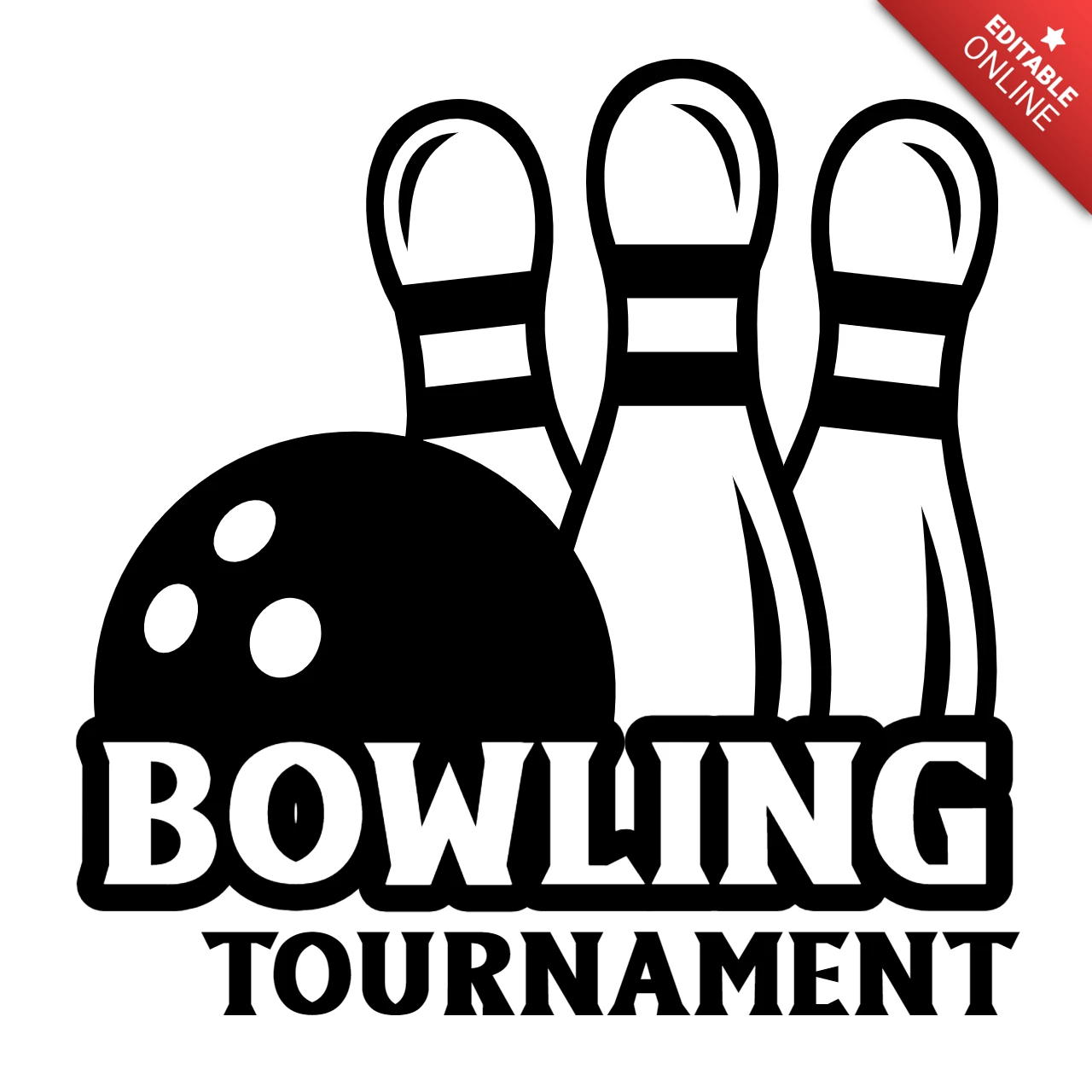 Modèle de logo pour un tournoi de bowling