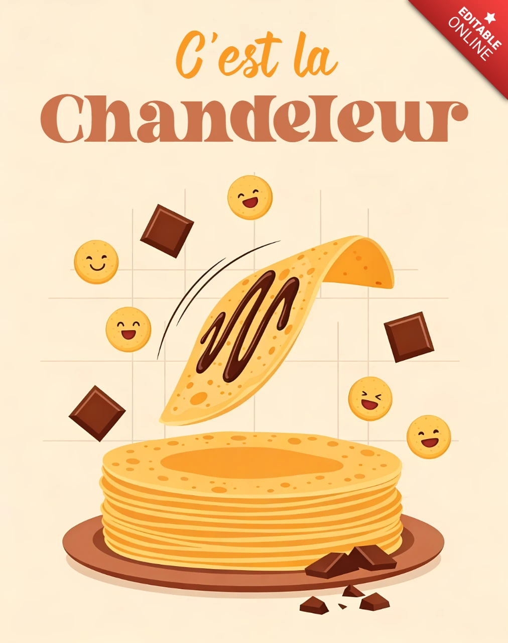 Chandeleur-Pfannkuchen-Designvorlage für festliche Grußkarten