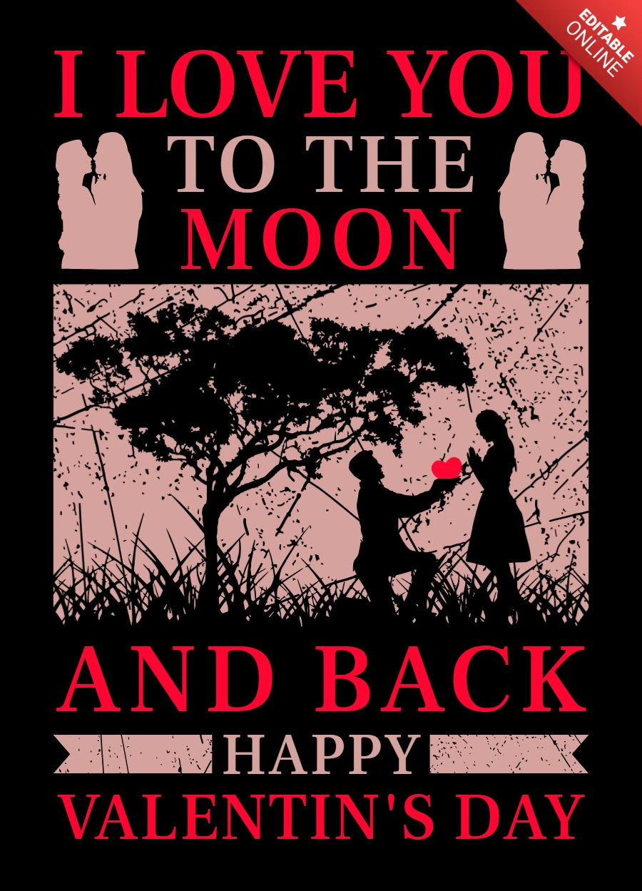 Modello di sagoma romantica per San Valentino - Ti amo fino alla luna e ritorno