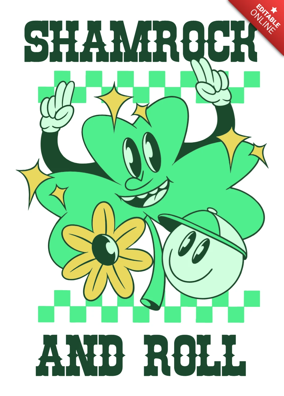 Shamrock and Roll Graphic Design Template for T-Shirt Printing