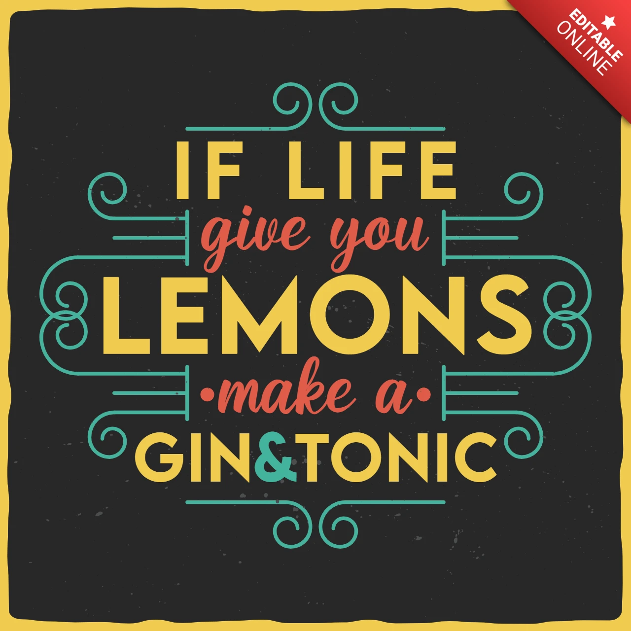 Gin tonic quote t-shirt ontwerpsjabloon