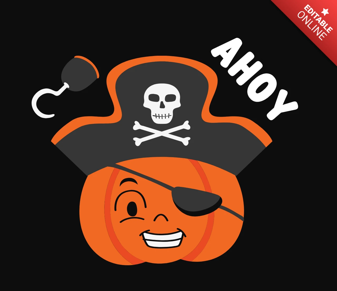 Ahoy Pumpkin Pirate T-Shirt Design Template