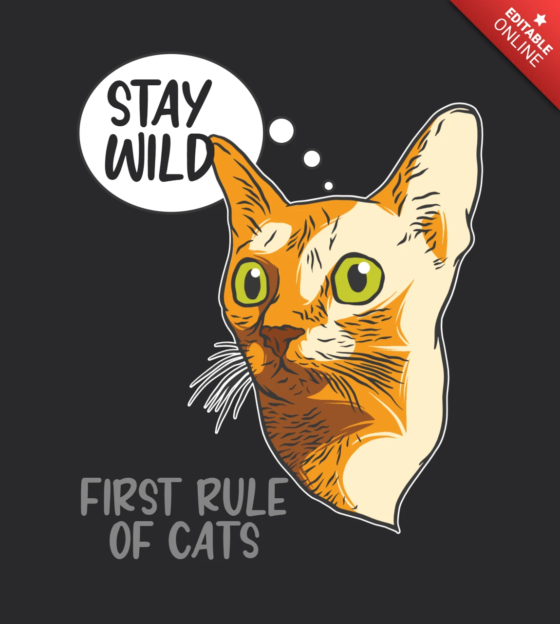 Bleib wild erste regel der katzen t-shirt design Vorlage