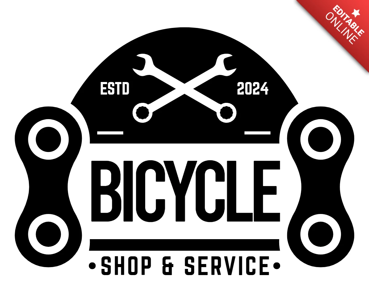 Modelo de design de logotipo de loja e serviço de bicicletas preto