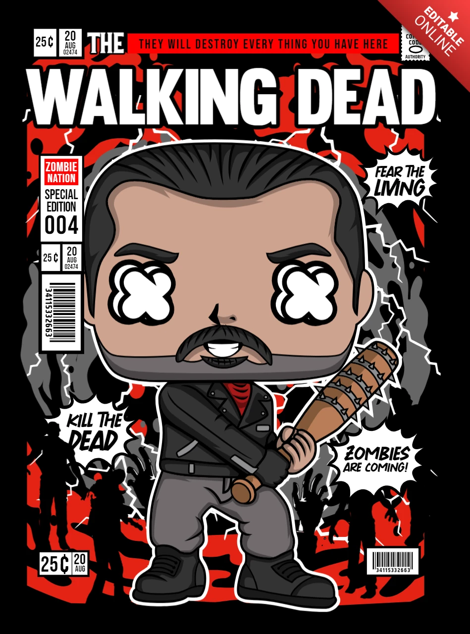 Modèle de couverture de magazine pour le personnage de bande dessinée The Walking Dead