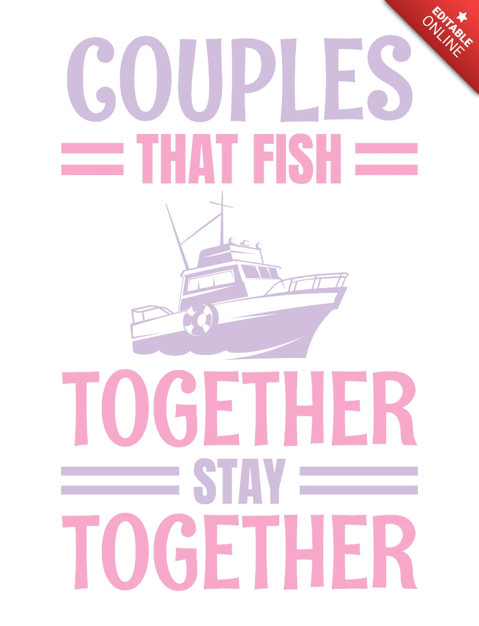 Modelo de design de casais pescando juntos - estilo náutico divertido